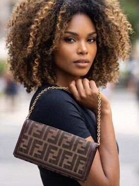 Fendi Zucca Vintage FF Monogram Canvas Leather Continental Long Bifold Wallet